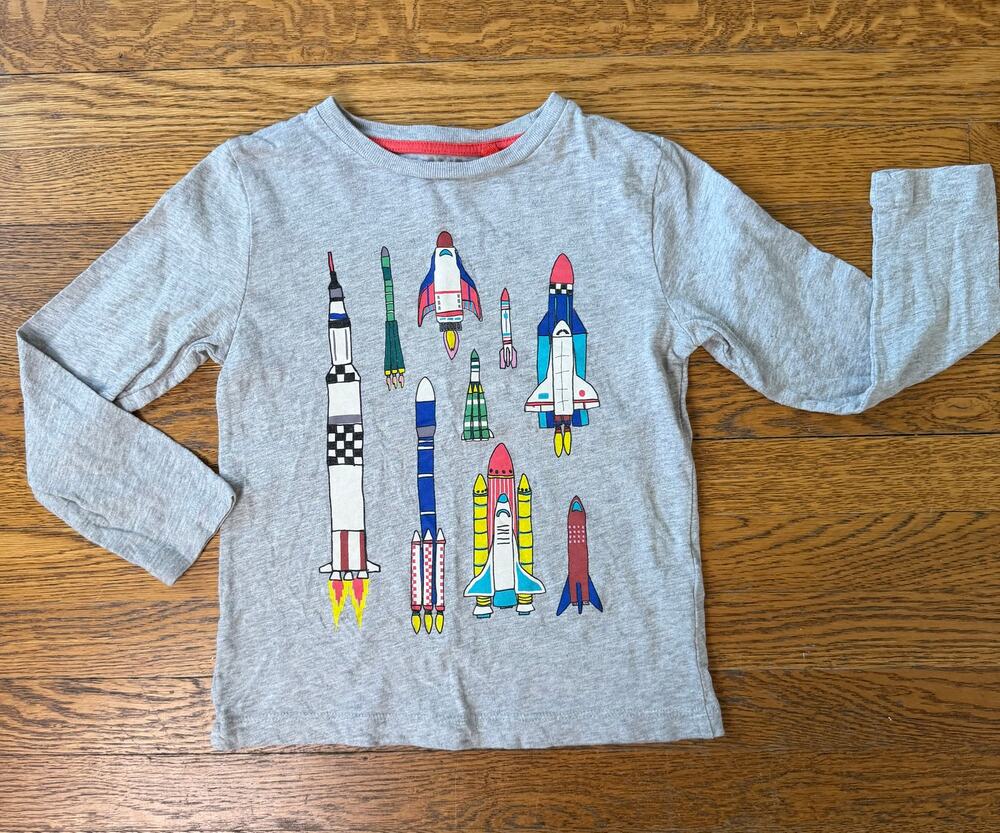 Mini Boden Boys' Rockets Long Sleeve Shirt Size 4-5